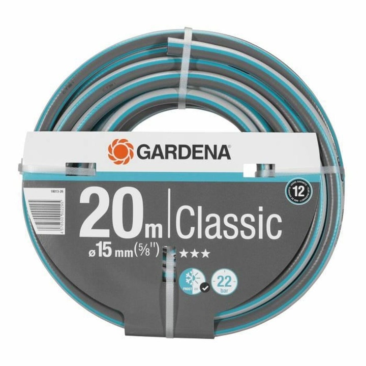 Furtun de gradinarit, Gardena, Classic, 20m, O15mm, Gri/Albastru