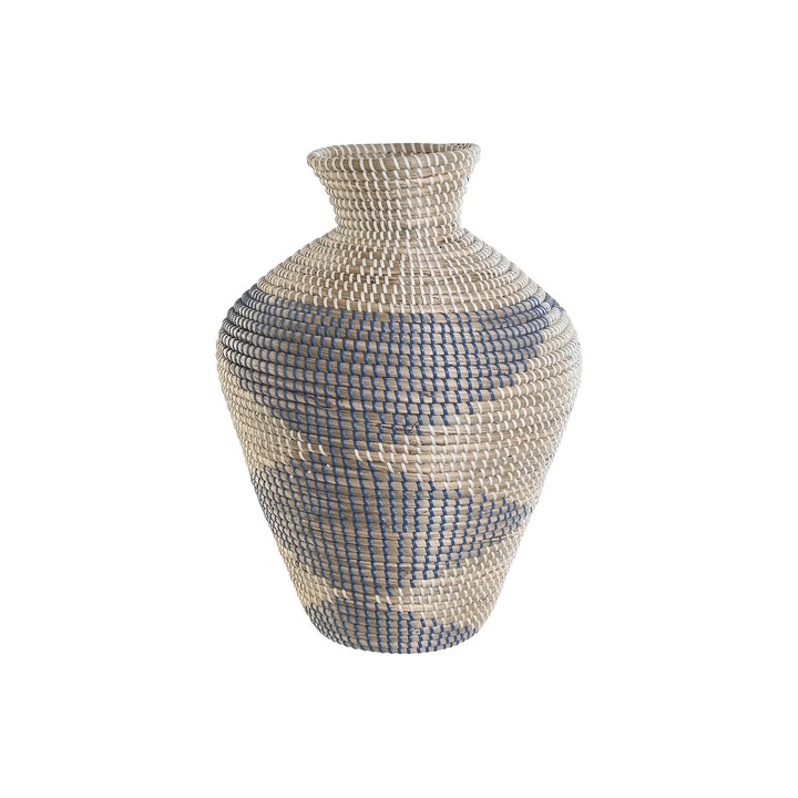 Vaza DKD Home Decor, stil mediteranean, natural/albastru, 35x35x50cm