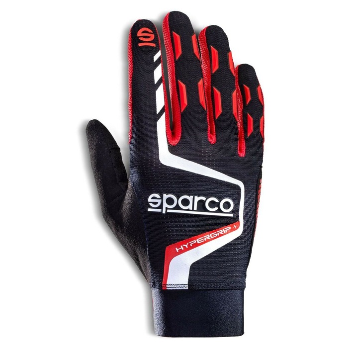 Manusi de protectie Sparco HYPERGRIP+, ajustabile, respirabile, negru/rosu, marimea 11