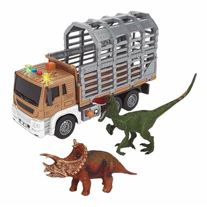 Set camion cu figurine dinozauri BigBuy, scara 1:16