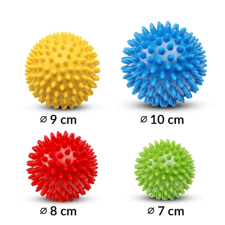 Set 4 bile de masaj corporal, Heckermann, PVC, multicolor, 7x8x9x10cm