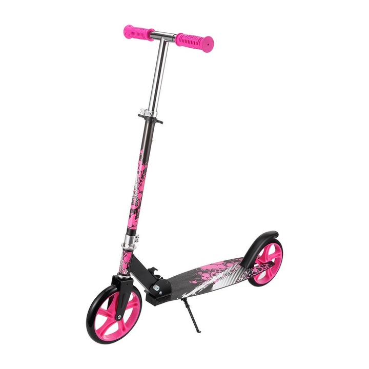 NOVOKIDS™ Storm Camo PRO robogó gyerekeknek és tinédzsereknek, Maximum 100 kg, Super Brake funkció, állítható magasságú fogantyú, kerékátmérő 200 mm, Pink Camouflage