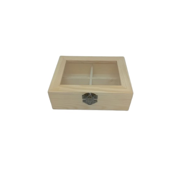 Cufar lemn cu 4 compartimente 15cmx12cmx5cm