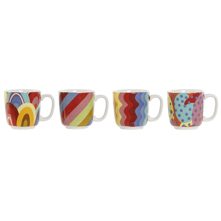Set 4 Cani Cafea DKD Home Decor, Dolomit, multicolor, 180ml