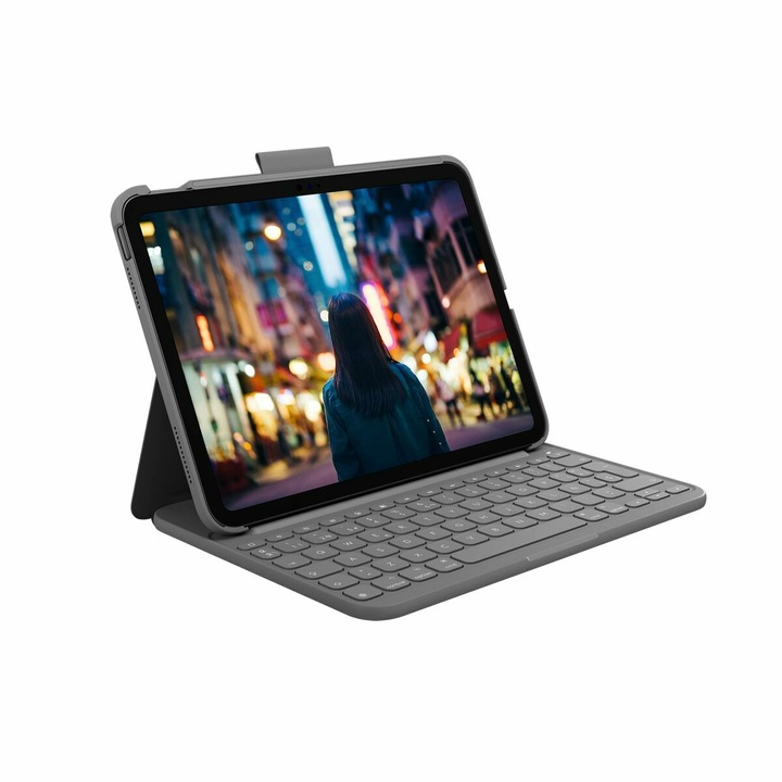 Калъф за клавиатура, Logitech, Съвместим с iPad (10-то поколение), Сив