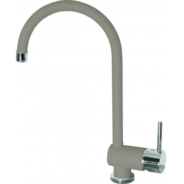 Смесител за кухня Alveus ARC 110 G 55, Висок въртящ се чучур, Керамичен патрон, Композитно покритие, Бежов