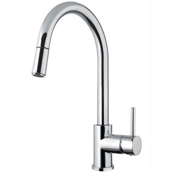 Baterie bucatarie Alveus VELA-P, pipa inalta rotativa, cap extractibil, cartus ceramic, Crom