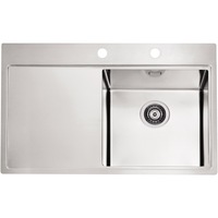 Chiuveta bucatarie Alveus Pure 40, cuva dreapta, finisaj satinat, 790 x 525 mm, adancime cuva 205 mm, sifon Quick Close inclus, Inox