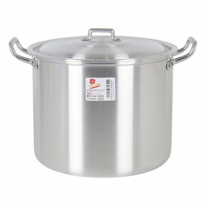 8 db-os edény fedéllel, BigBuy, Alumínium, 22cm, 6L, Ezüst