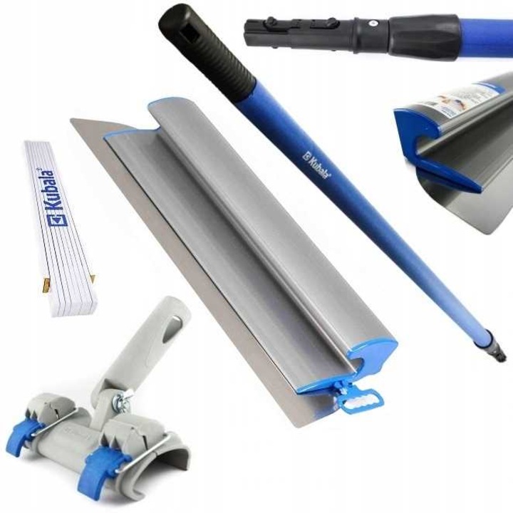 Set spatula de glet KUBALA 40cm, telescop 1.2/2m, adaptor, otel inoxidabil, ergonomic
