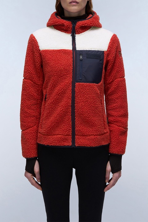 Napapijri, Hanorac cu fermoar si buzunare Yupik, Rosu, M