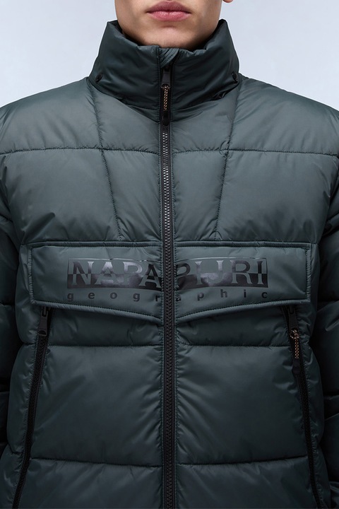 Napapijri, Geaca matlasata cu logo pe piept, Verde