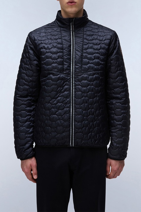 Napapijri, Geaca cu fermoar si aspect matlasat, Negru