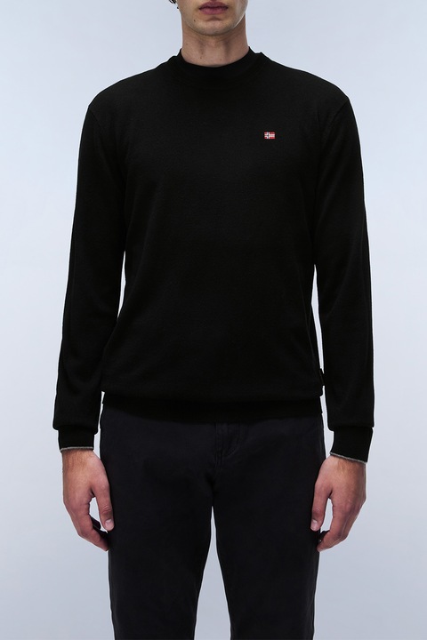 Napapijri, Pulover tricotat fin din lana Damavand, Negru