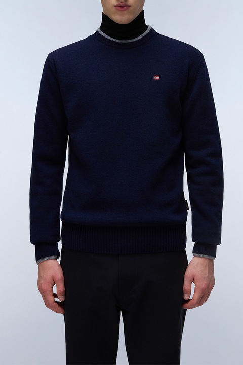 Napapijri, Pulover din amestec de lana cu decolteu la baza gatului Dain, Bleumarin