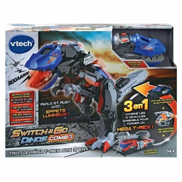 3 az 1-ben játékrobot, Vtech Switch & Go Dinos Combo, többszínű