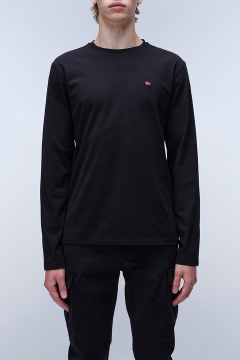 Napapijri, Памучна блуза Salis с овално деколте, Черен