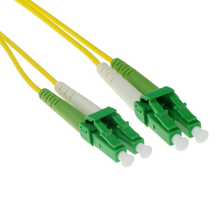 Cablu de date, ACT, Fibra optica, 2 conectori LC/APC8, 2 m, Galben/Verde