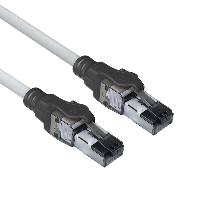 Cablu patch ACT S/FTP, CAT6a, RJ-45 - RJ-45, 1.5 m, fire de cupru, Gri
