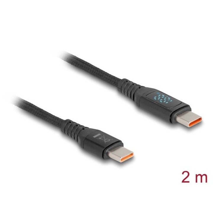 Cablu DeLock USB-C la USB-C tata/tata 1.2m Negru, 232218, Cablu
