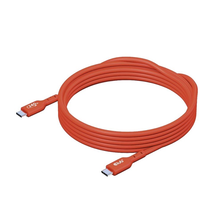 Club3D USB2 Type-C cable 3m Red, 222475, Kábel