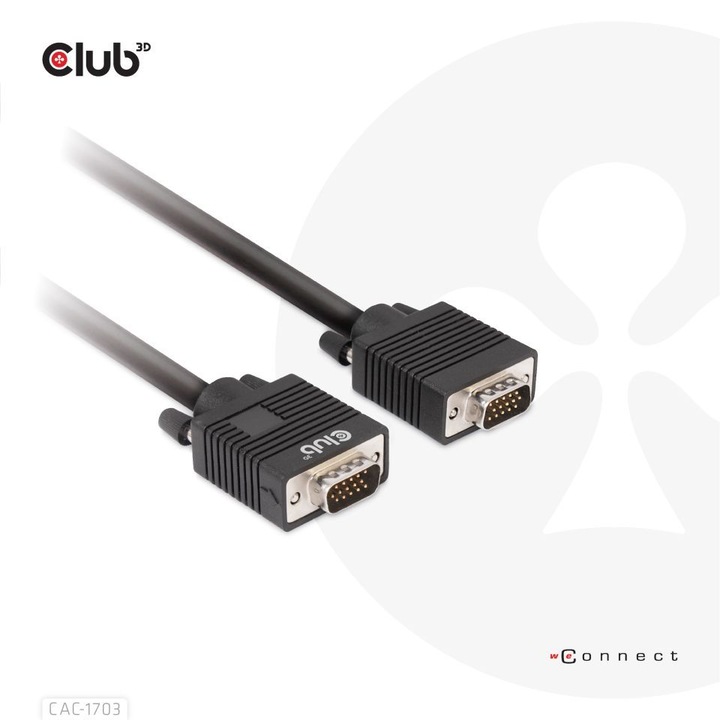 Club3D VGA Bidirectional cable 3m Black, 222487, Kábel