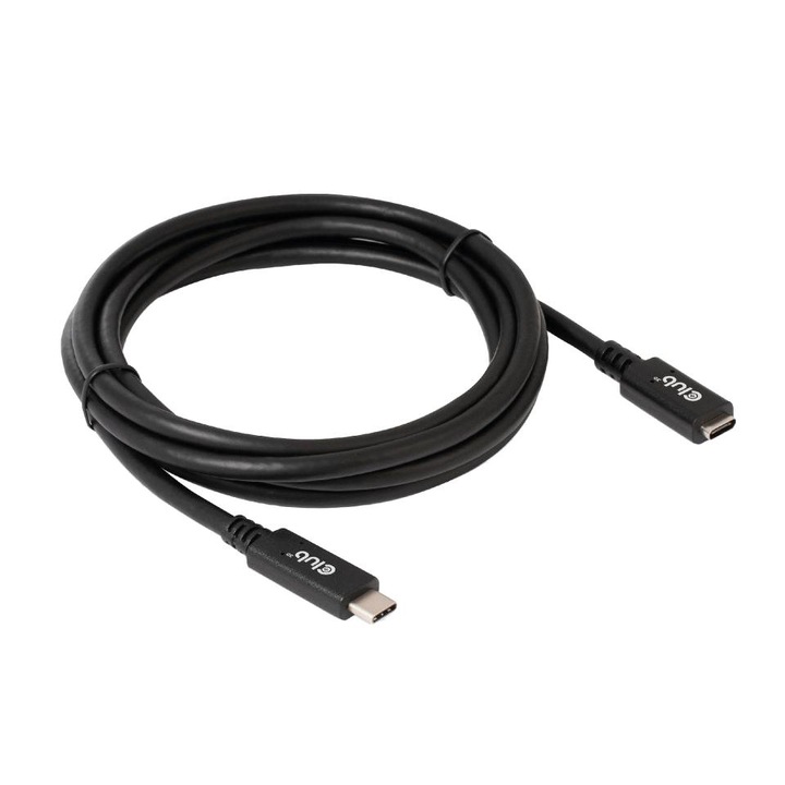 Club3D USB Gen1 Type-C Extension cable 2m Black, 222450, Kábel