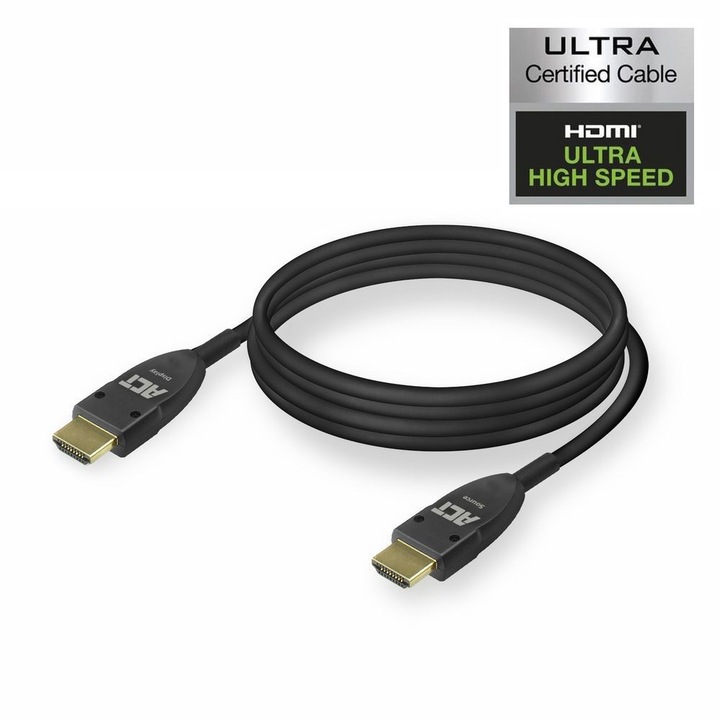 ACT (AK4142) HDMI aktív optikai (AOC) v2.1 HDMI-A apa - HDMI-A apa kábel 10m fekete AK4142