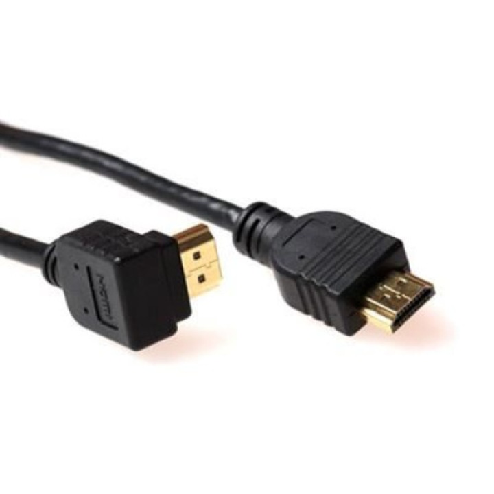 Cablu HDMI ACT High Speed v2.0, tata-tata, Ultra HD 4K, 90 grade, 1m, Negru