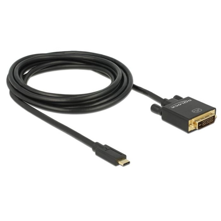 Cablu DeLock, USB Type-C la DVI-D, 4K 30 Hz, 3m, negru