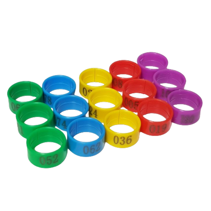 Rugalmas gyűrűk, számozott csirkéknek, kacsáknak, libáknak, 50 db, Többszínű, 18mm