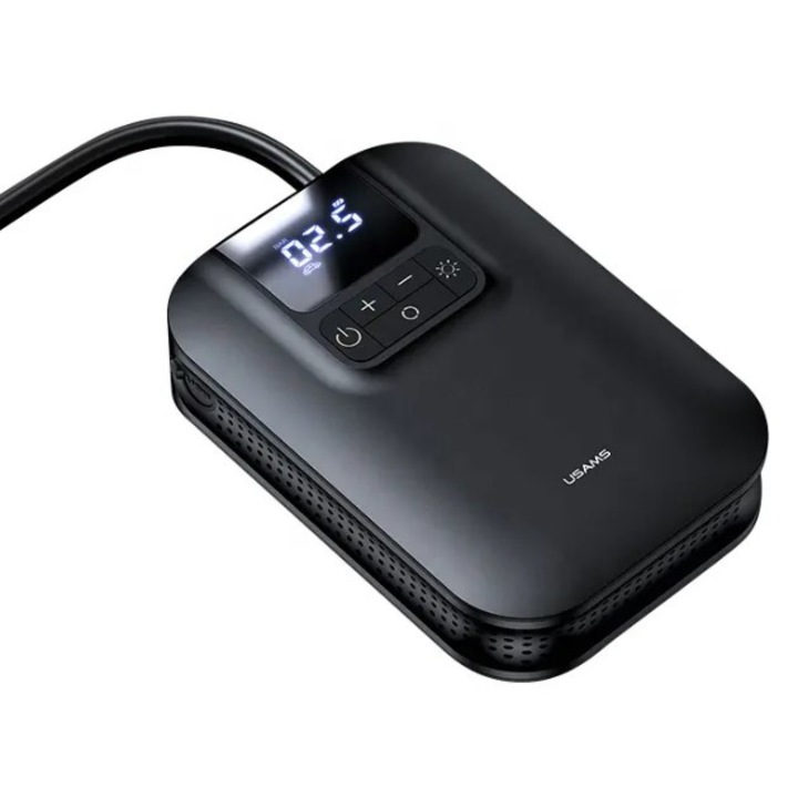 Pompa Auto Electrica Portabila, 5000 mAh, 350 PSI, Wireless, Compresor digital pentru umflat, potrivit pentru masini, biciclete, motociclete, Negru