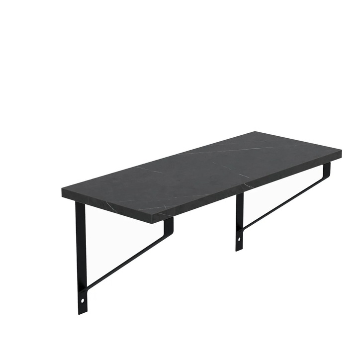 Raft suspendat AKKE GINO-II, modern si elegant, 50x20 cm, cu placa PAL Gri si structura metalica Neagra, durabil, montaj simplu, kit inclus