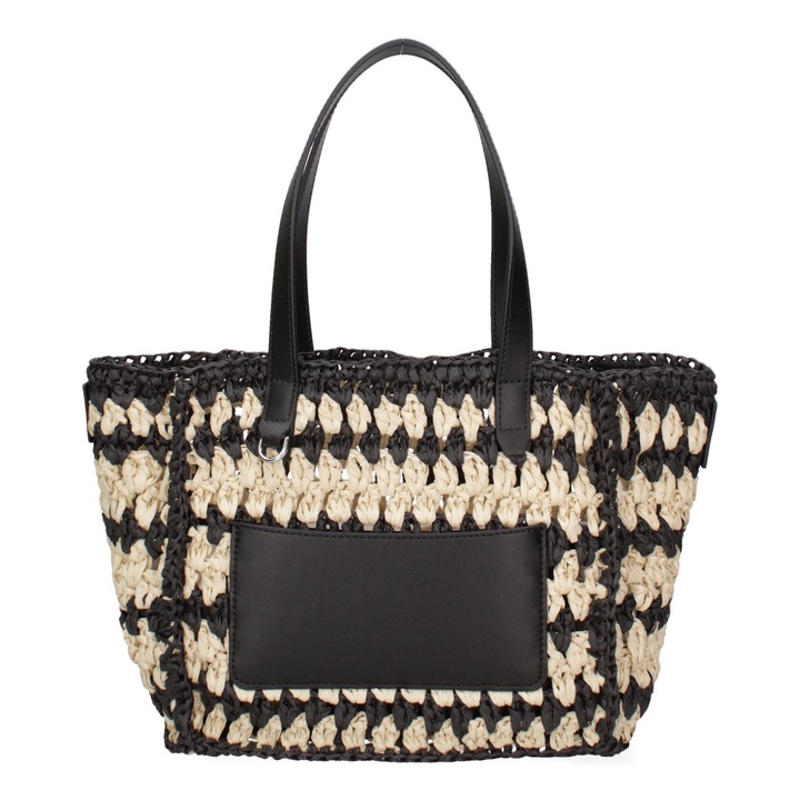 Viola Castellani, Geanta de piele cu garnituri de piele ecologica si bareta de umar 32669, Negru