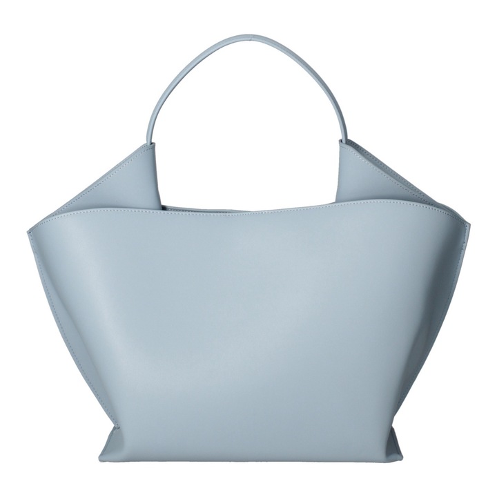 Viola Castellani, Geanta tote de piele cu bareta detasabila, Albastru deschis