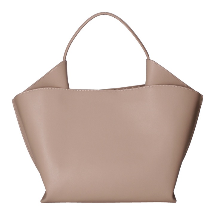 Viola Castellani, Geanta tote de piele cu bareta detasabila, Maro taupe