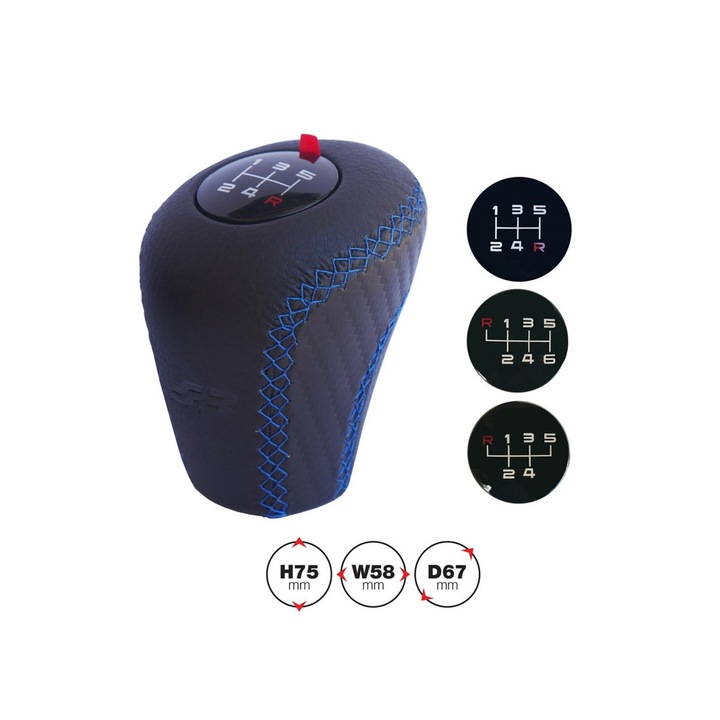 Buton de schimbator Simoni Racing Slick, negru cu cusatura albastra
