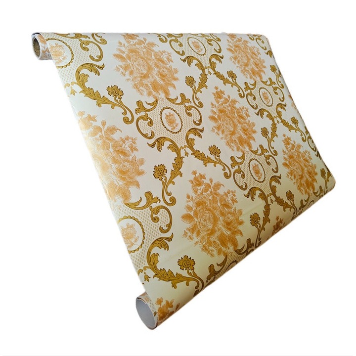 B & G home, öntapadó tapéta Bútorfólia wall paper, 45cm X 2m, Sárga és fehér