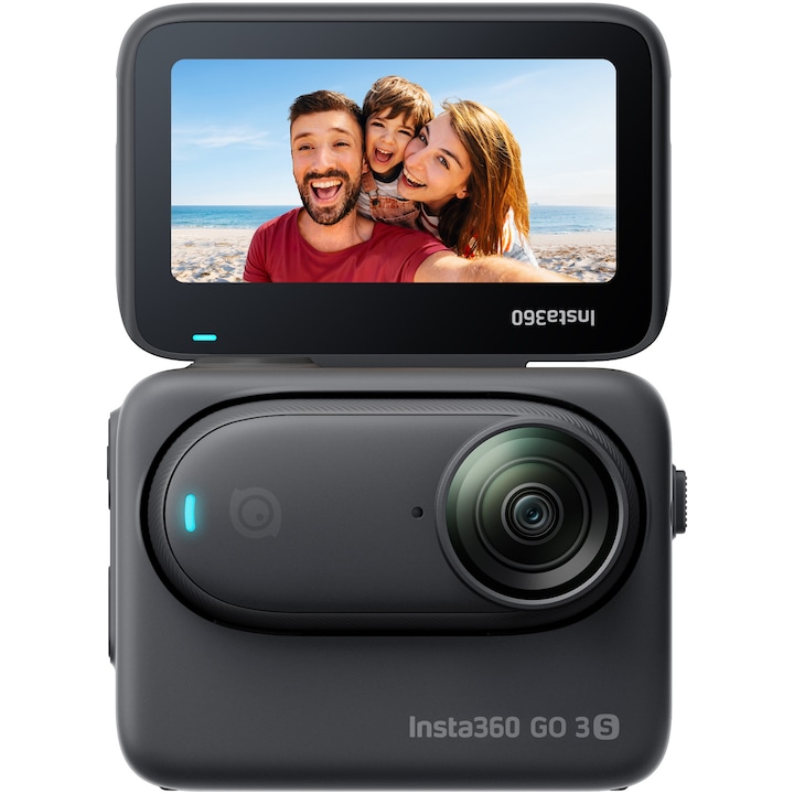 Спортна видеокамера Insta360 GO3S, 4K, 64GB, Черен