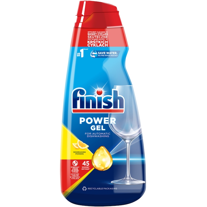 Препарат за съдомиялна Finish Max Power Gel Lemon, 900 мл