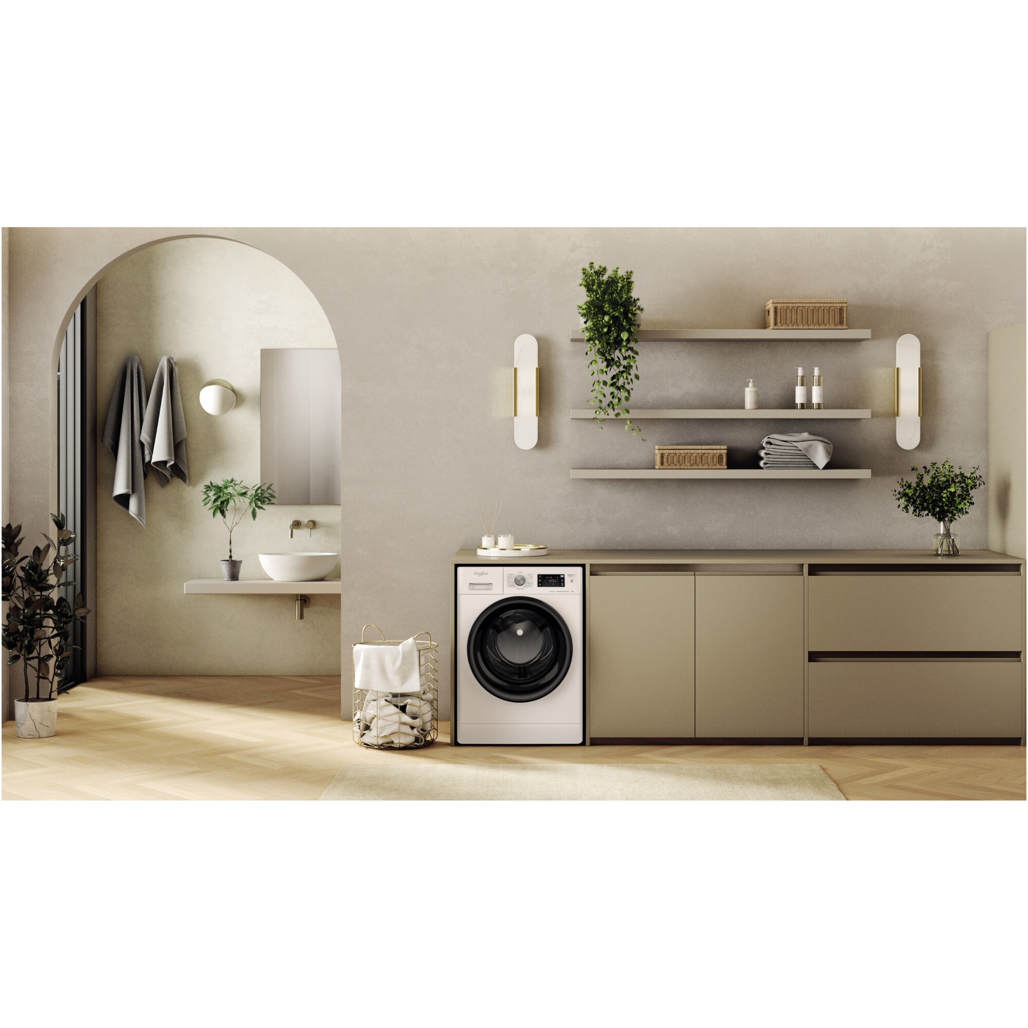 Masina de spalat rufe Whirlpool FreshCare+ FFS 7469 W EE, 7 kg, 1400 RPM, Clasa A, Tehnologia AL 6-lea Simt, MotorSense Inverter, Alb