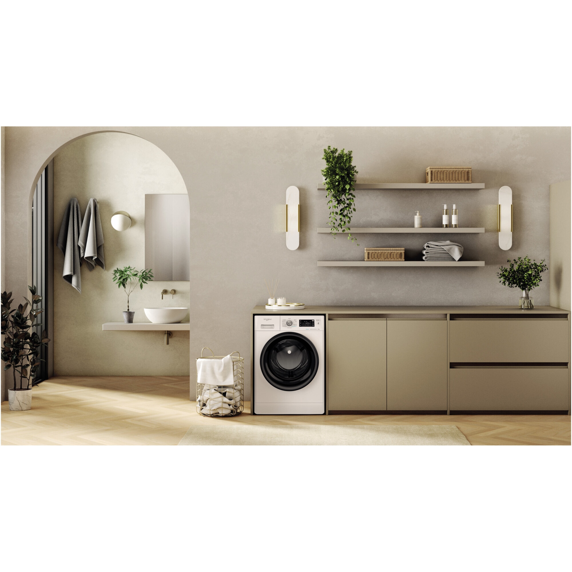 Masina de spalat rufe Whirlpool FreshCare+ FFB 8489 BV EE, 8 kg, 1400 RPM, MotorSense Inverter, Steam Refresh, Tehnologia Al 6-lea Simt, Pornire intarziata, Clasa A, Alb