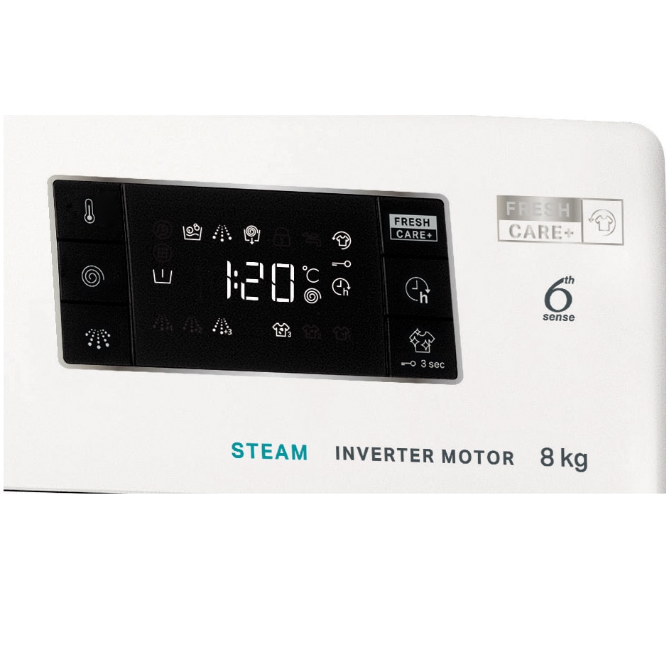 Masina de spalat rufe Whirlpool FreshCare+ FFB 8489 BV EE, 8 kg, 1400 RPM, MotorSense Inverter, Steam Refresh, Tehnologia Al 6-lea Simt, Pornire intarziata, Clasa A, Alb