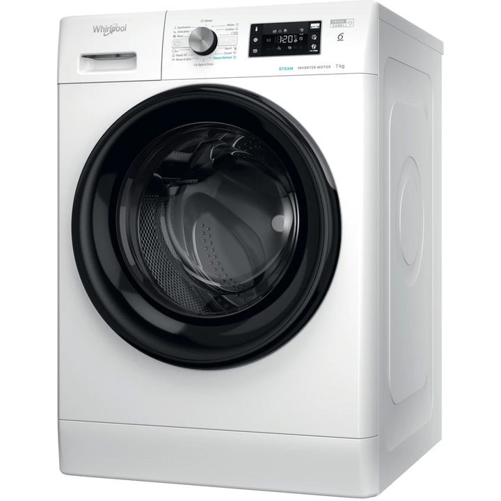 Пералня Whirlpool FreshCare+, FFB 7469 BV EE, 7 кг, 1400 об/мин, Steam Refresh, Технология 6-то чувство, Мотор SenseInverter, Клас A, Бял