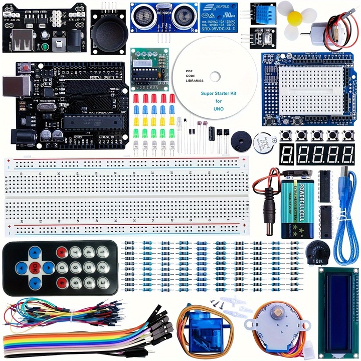 Kit de Invatare Super Starter ISSNW pentru Arduino MEGA 2560, 33 Experimente, LCD1602, Senzori, Motor, Multicolor