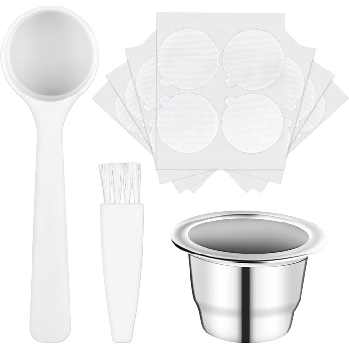 Filtru de cafea din otel inoxidabil, reutilizabil, ecologic, argintiu