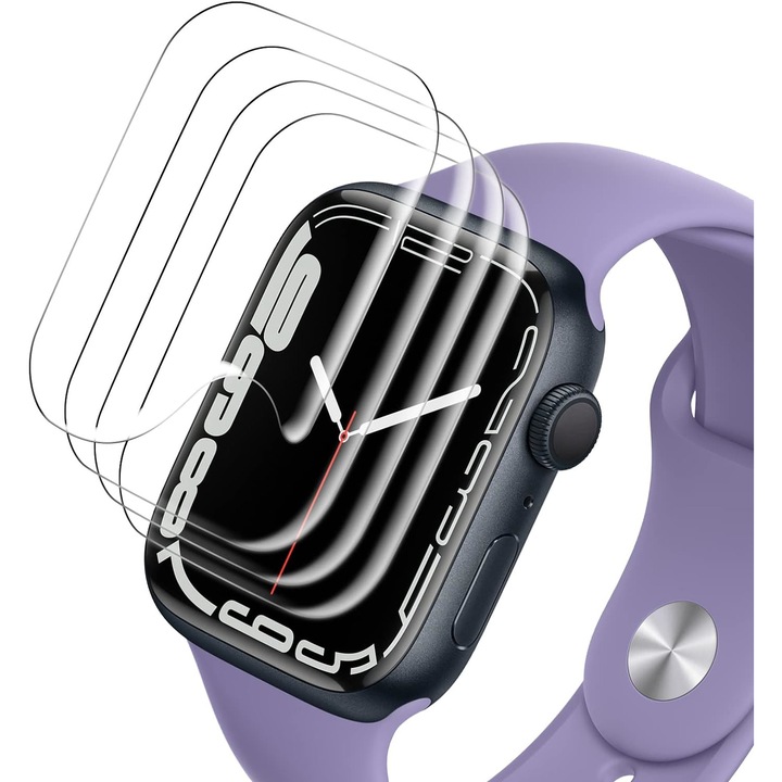 4 védőfólia készlet az okosórához, üveg, kompatibilis az Apple Watch Series 7 készülékkel