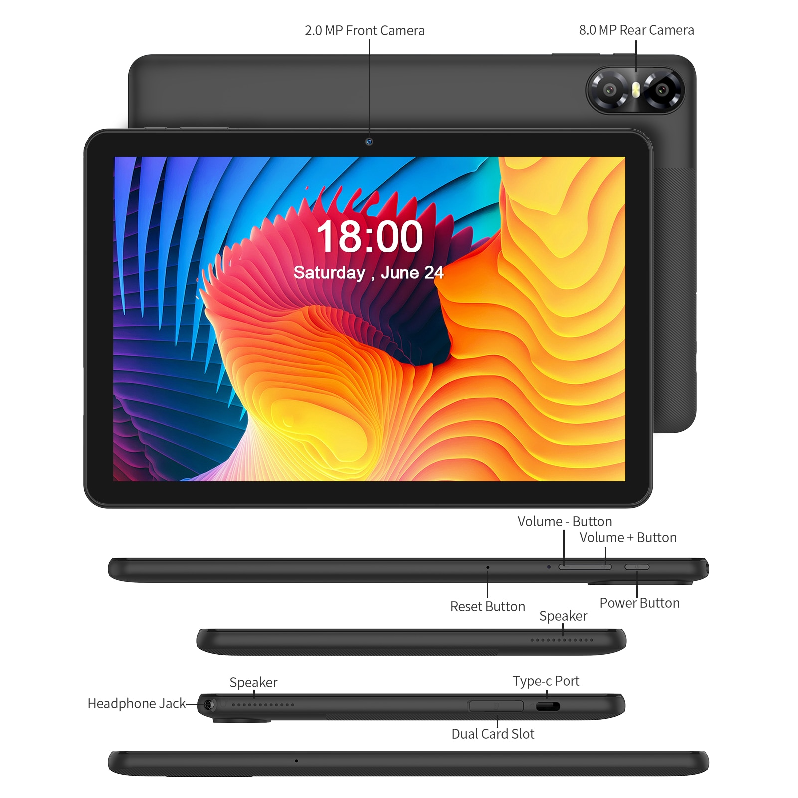 Tableta de 10 inci VASOUN Android 13, Octa-Core, WIFI6, 8GB RAM+64GB ...