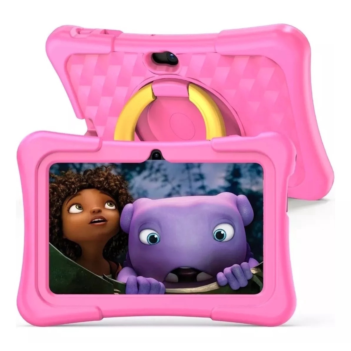 Tableta pentru copii de 7 inch PRITOM cu carcasa din silicon, 4GB RAM 32GB ROM, Android 13 Tableta pentru copii cu BT, Wi-Fi, GMS, control parental, camera dubla, roz