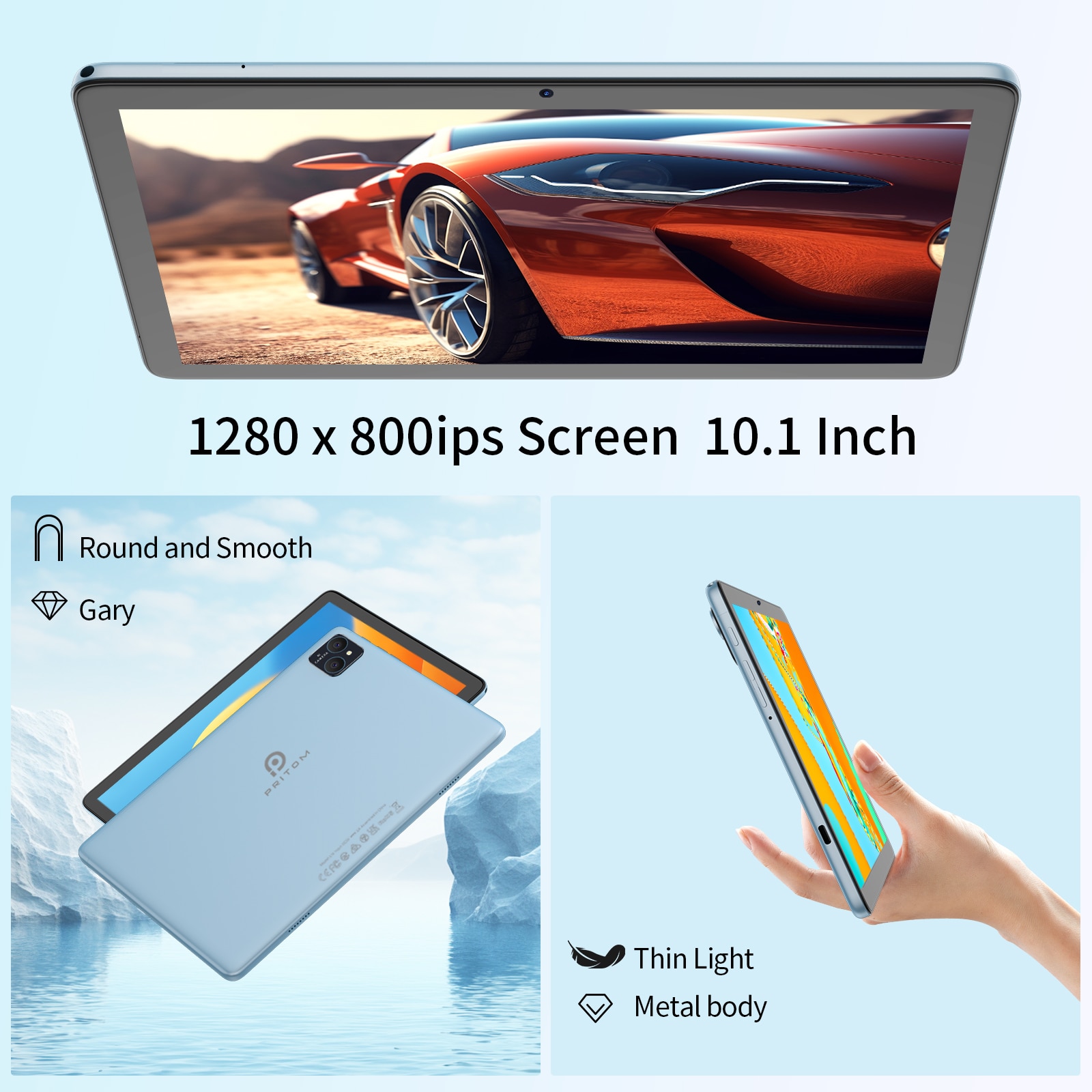 Tableta de 10 inch VASOUN, Android 14, Qcta core, 8GB RAM, 128GB de stocare, 5G WIFI, BT5.2, 8000mAh, Camera dubla, gri